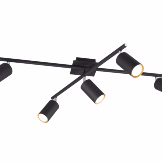 Czarna sufitowa lampa Marley 5 z regulowanymi reflektorami