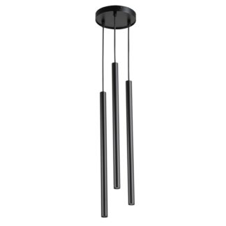 Czarna, wisząca lampa Filora z trzema punktami światła