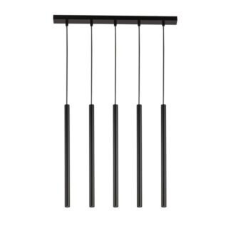 Wisząca lampa Filora 5 w czarnym kolorze z delikatnymi rurkami