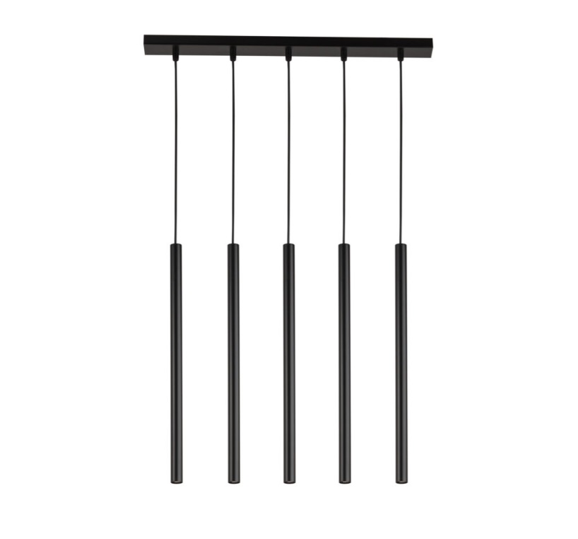Wisząca lampa Filora 5 w czarnym kolorze z delikatnymi rurkami