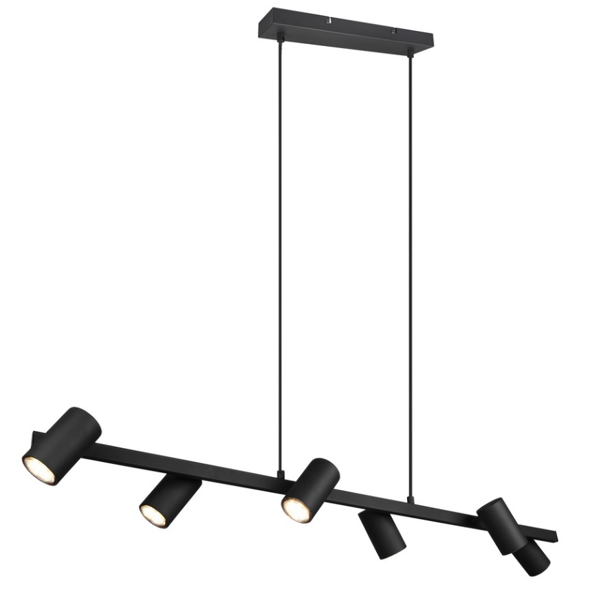 Czarna liniowa lampa wisząca Marley 6 z tubami