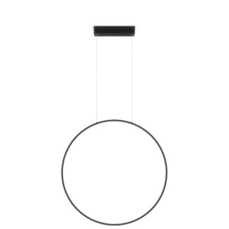 Czarna wisząca lampa Mirror o średnicy 60 cm, z wbudowanym oświetleniem LED i klasą szczelności IP44