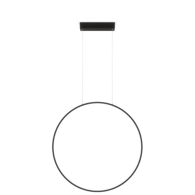 Czarna wisząca lampa Mirror o średnicy 60 cm, z wbudowanym oświetleniem LED i klasą szczelności IP44