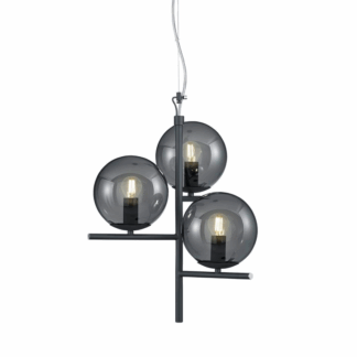 Wisząca lampa Pure Trio z trzema grafitowymi kulami w czarnym wykończeniu