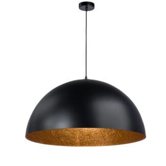 Czarna wisząca lampa Sferoma 35 z miedzianym wnętrzem
