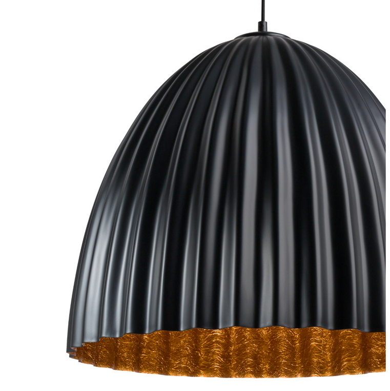 Wisząca czarna lampa Faselia z miedzianym wnętrzem do salonu