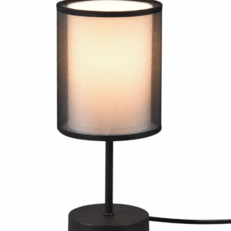 Czarna nocna lampka Burton z abażurem i organzą