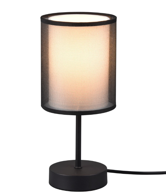 Czarna nocna lampka Burton z abażurem i organzą