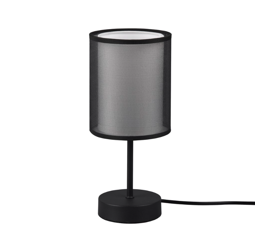 Czarna nocna lampka Burton z abażurem i organzą