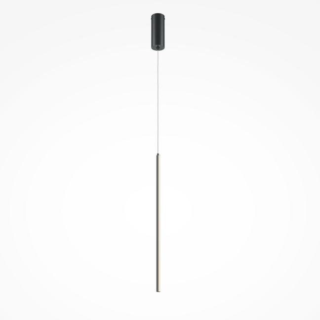 Czarna wisząca lampa pionowa Halo LED 60 cm z bocznym światłem