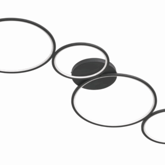 Czarna, płaska lampa sufitowa LED Rondo o mocy 28W