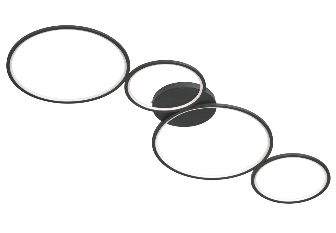 Czarna, płaska lampa sufitowa LED Rondo o mocy 28W