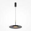 Czarna, wisząca lampa LED o płaskim kształcie i mocy 12W