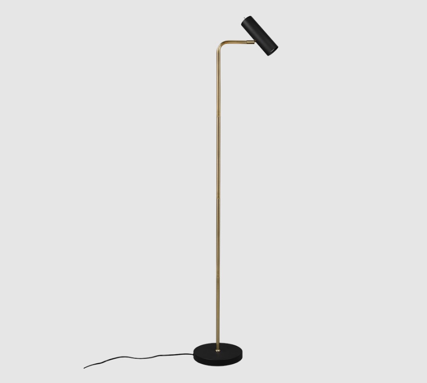 Czarno-złota stojąca lampa Marley z regulowanym kloszem do salonu