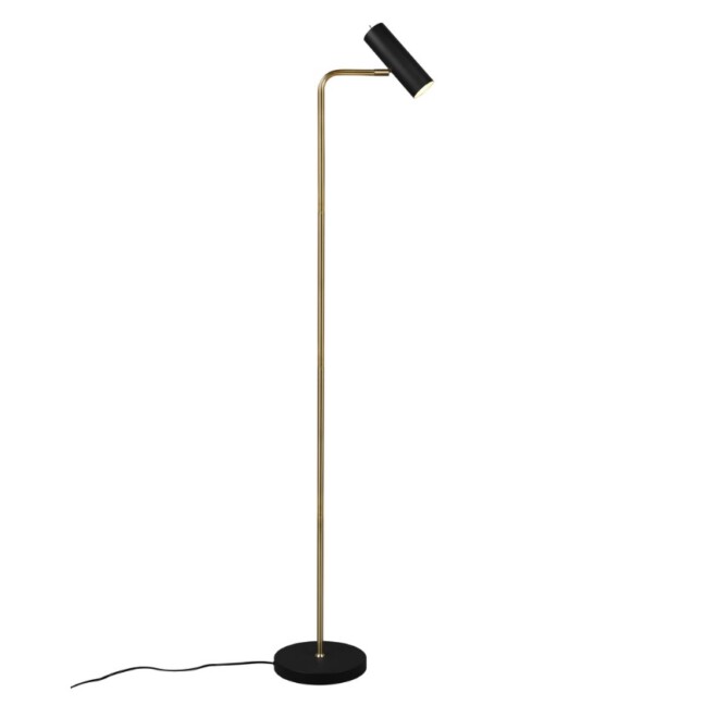 Czarno-złota stojąca lampa Marley do salonu z regulowanym kloszem