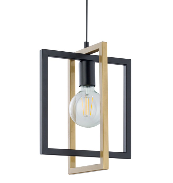 Industrialna lampa wisząca LoftBlock w czarno-złotym kolorze
