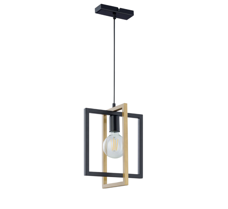 Industrialna lampa wisząca LoftBlock w czarno-złotym kolorze