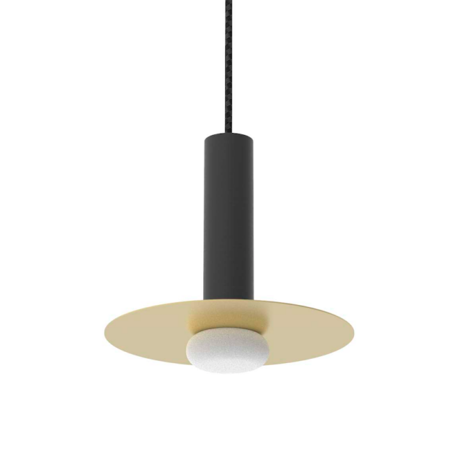Elegancka wisząca lampa LED Reina w czarno-złotym wykończeniu z dyskiem Robin