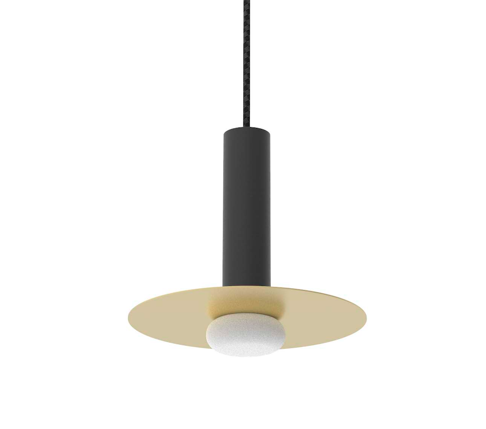 Elegancka wisząca lampa LED Reina w czarno-złotym wykończeniu z dyskiem Robin