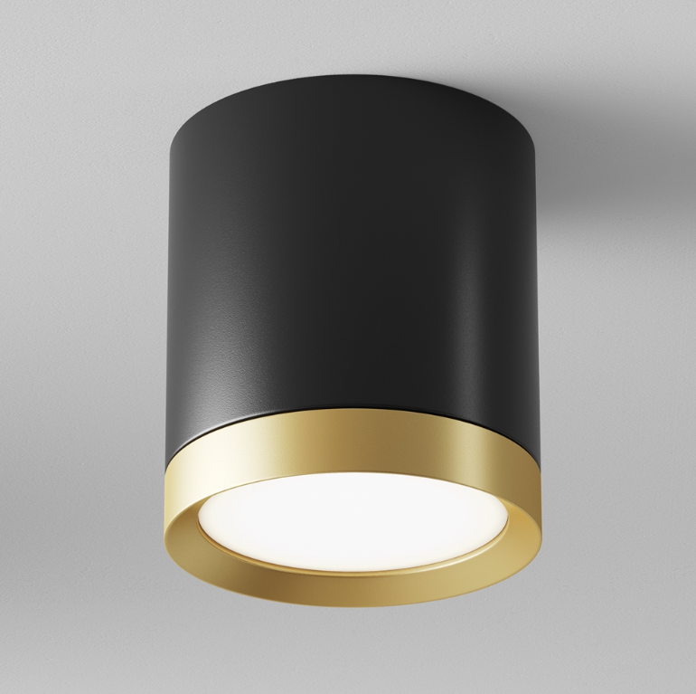 Czarno-złota sufitowa lampa natynkowa Hoop Maytoni