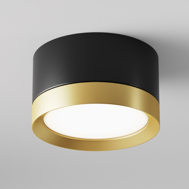 Czarno-złota powierzchniowa lampa sufitowa Hoop Maytoni