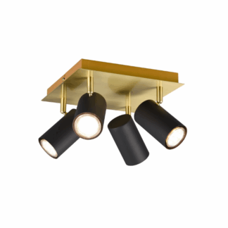 Nowoczesny czarno-złoty plafon Marley 4 w formie eleganckiego spotu