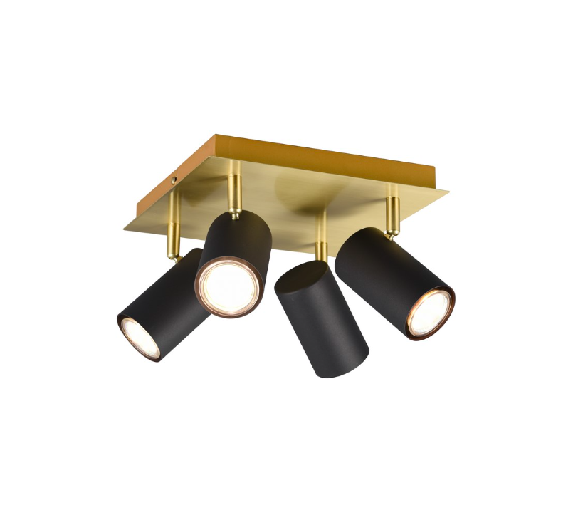 Nowoczesny czarno-złoty plafon Marley 4 w formie eleganckiego spotu