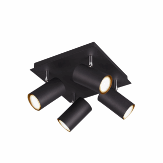 Czarny sufitowy plafon Marley z 4-punktowymi reflektorami