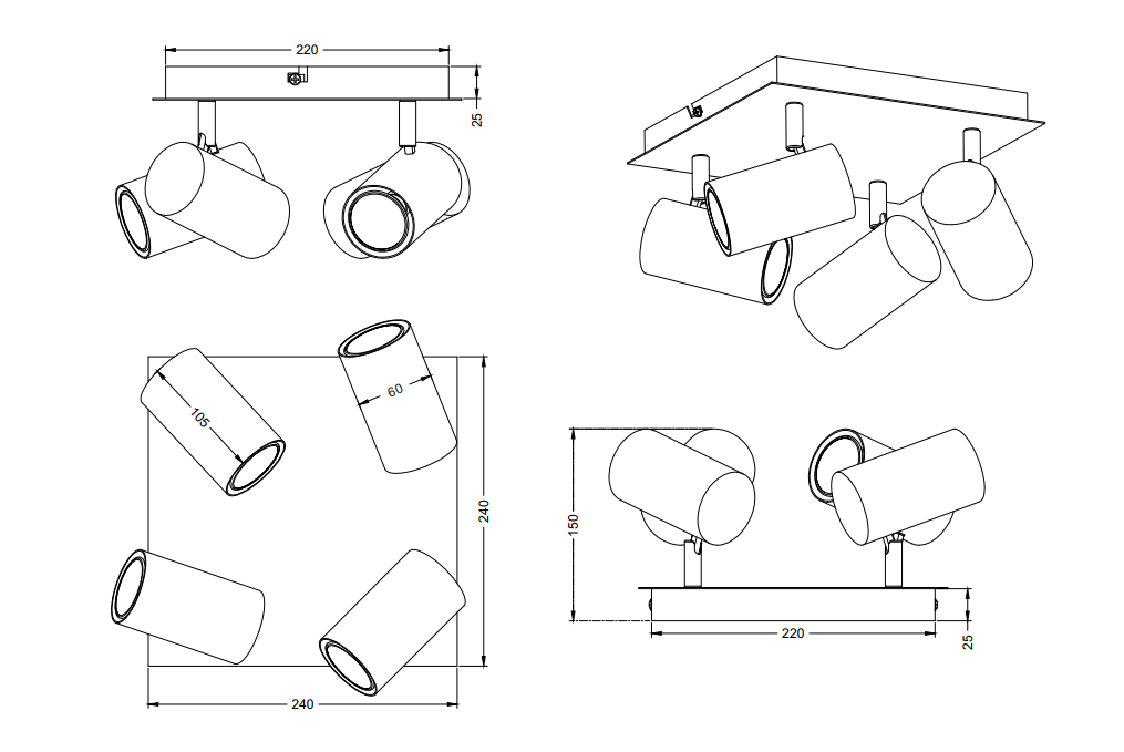 Drewniany plafon Marley 4 z srebrnymi reflektorami do korytarza