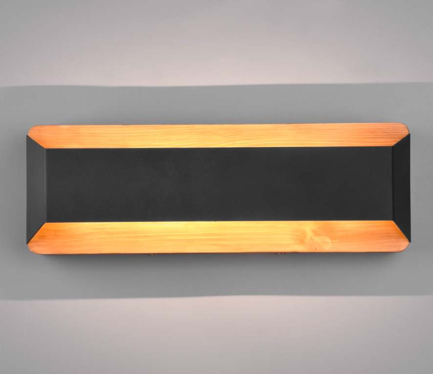 Czarny kinkiet Arino LED z drewna – subtelne oświetlenie pośrednie