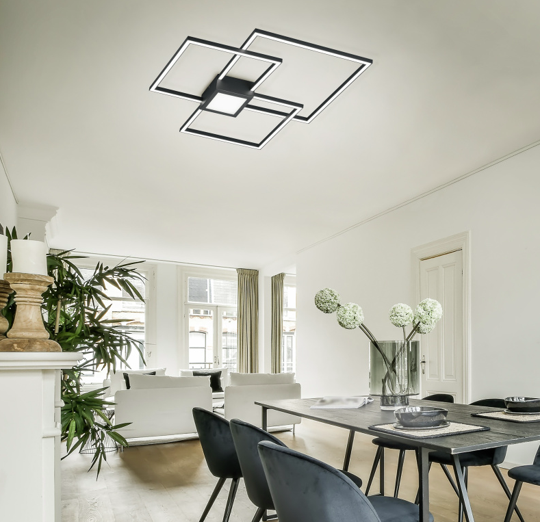 Antracytowy żyrandol LED Hydra 38W o geometrycznym kształcie