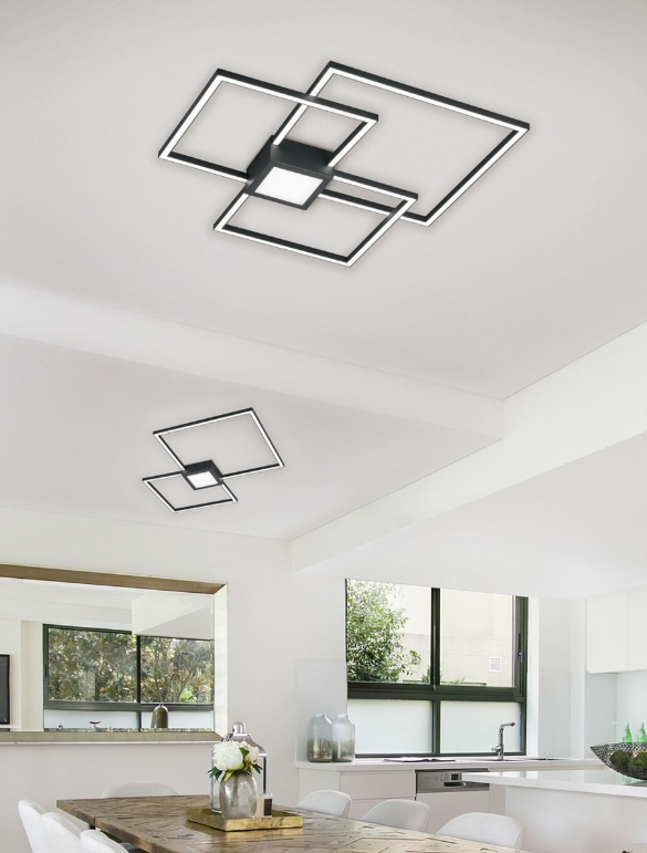 Antracytowy żyrandol LED Hydra 38W o geometrycznym kształcie