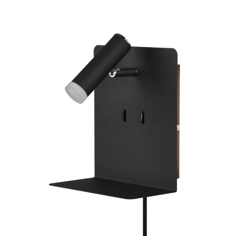 Nowoczesny czarny kinkiet Element LED z podświetleniem i portem USB