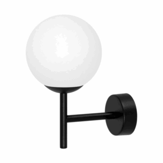 Czarny kinkiet Faro z mleczną kulą