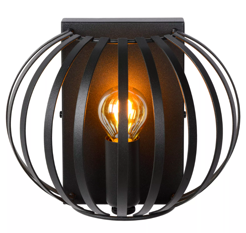 Kinkiet Manuela w kolorze czarnym do salonu z dekoracyjnym efektem świetlnym