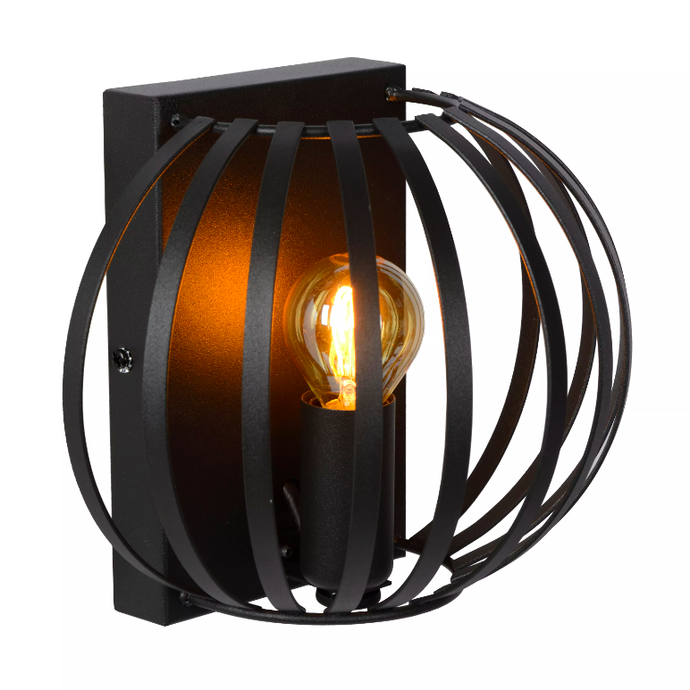 Kinkiet Manuela w kolorze czarnym do salonu z dekoracyjnym efektem świetlnym