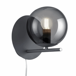 Czarny kinkiet Pure Trio z przydymionym szkłem