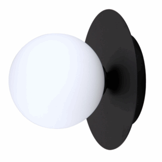 Czarny kinkiet Roma w kształcie kuli z ozdobnym dyskiem