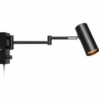 Czarny kinkiet Torino z regulowanym, przegubowym ramieniem