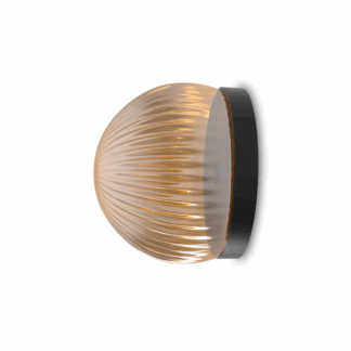 Czarny kinkiet Roi z bursztynowym szkłem do korytarza