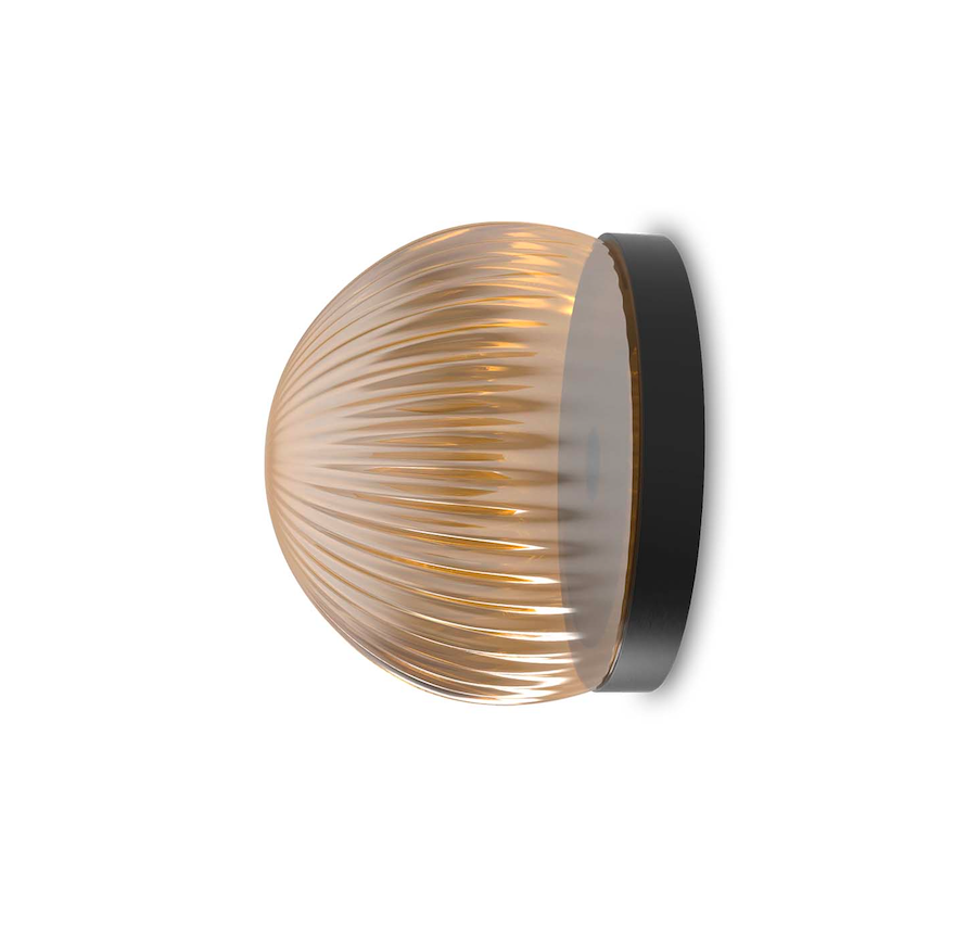 Czarny kinkiet na korytarz Roi bursztynowe szklo