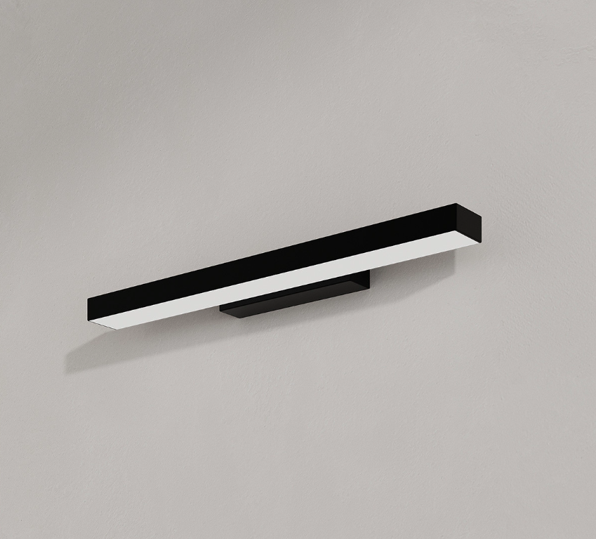 Czarny kinkiet Aqua LED CCT IP44 o długości 42 cm, idealny nad małe lustro