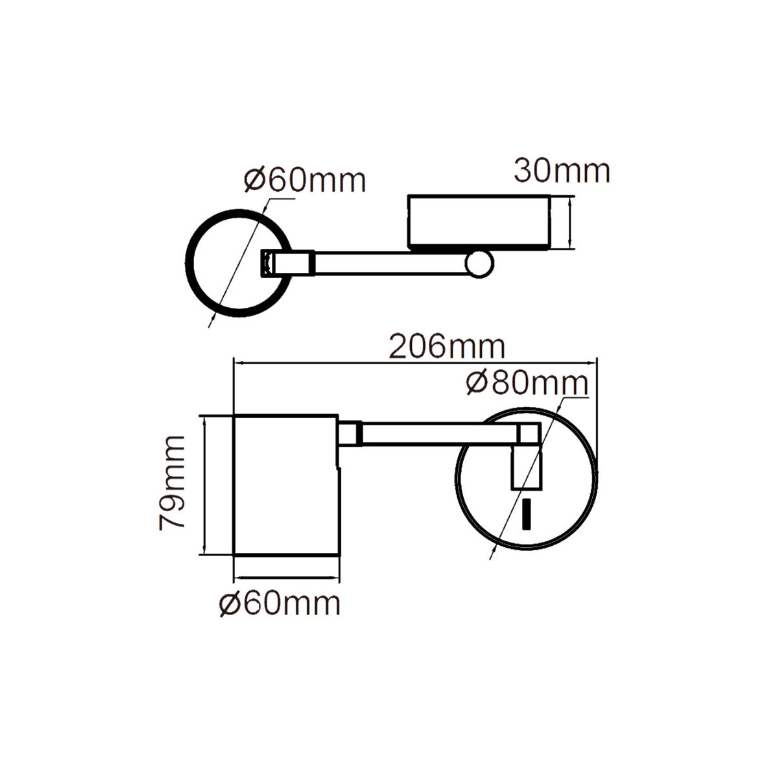 Czarny ruchomy kinkiet reflektor Snow z włącznikiem