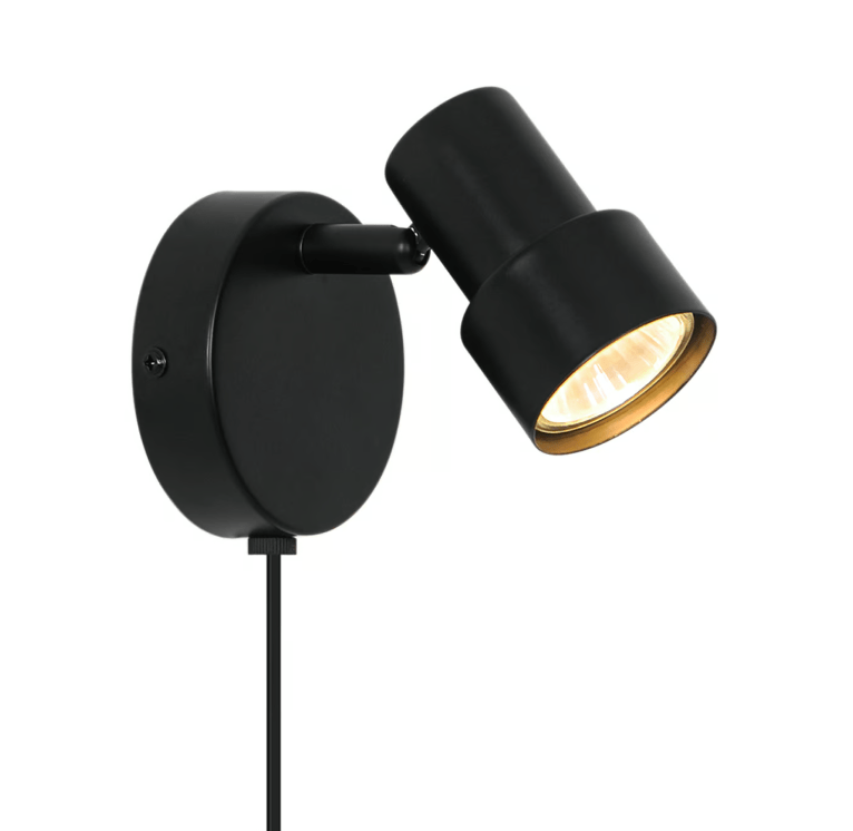 Ruchomy reflektor ścienny Boston w kolorze czarnym – regulowany kinkiet