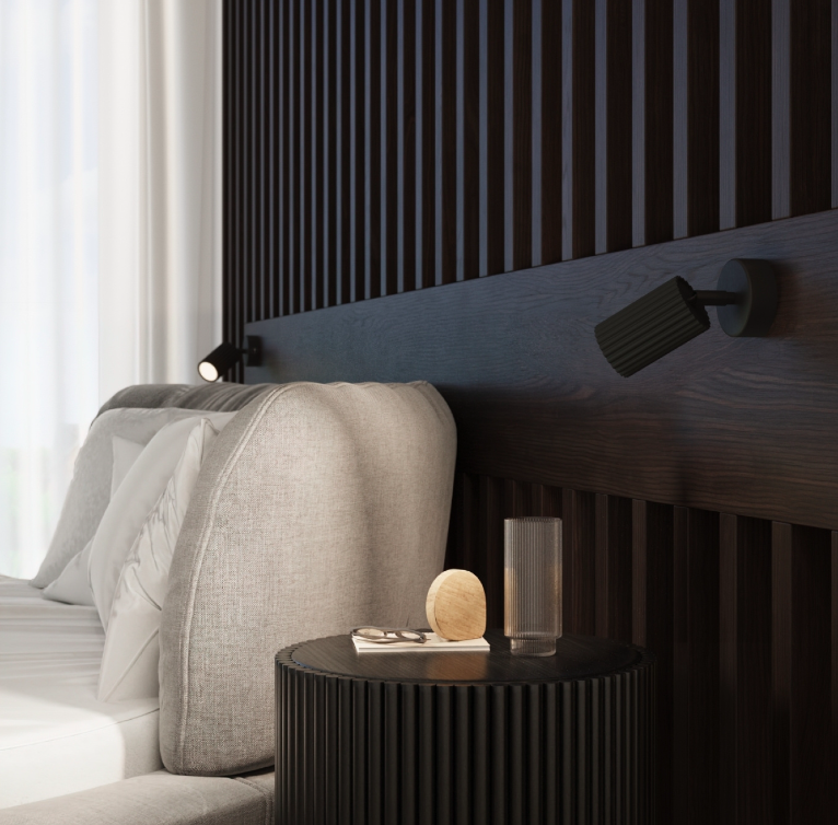 Nowoczesny czarny kinkiet Karbon z regulowaną tubą