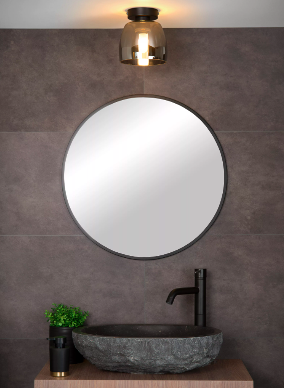 Plafon Tyler w kolorze czarnym z szarym szkłem i klasą szczelności IP44