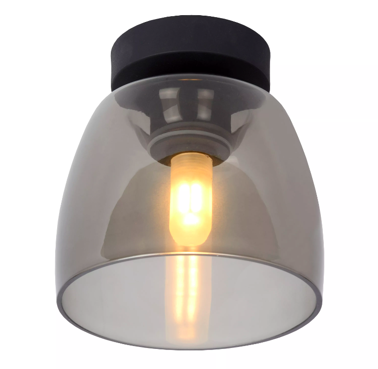 Plafon Tyler w kolorze czarnym z szarym szkłem i klasą szczelności IP44