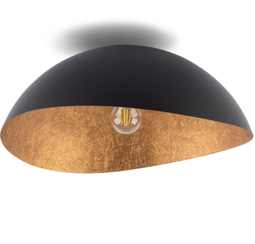 Nowoczesny czarny plafon Velaris 48 z miedzianym wnętrzem