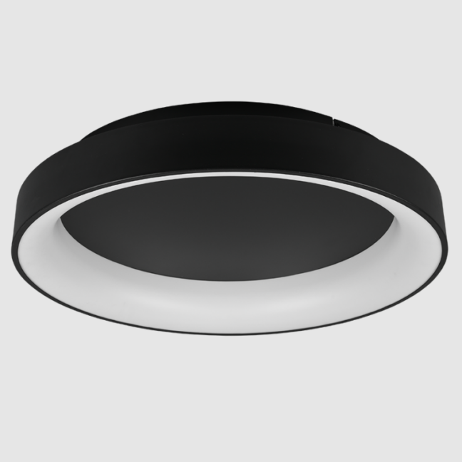 Czarna lampa sufitowa LED Girona 60 – 48W z pilotem i możliwością regulacji oświetlenia