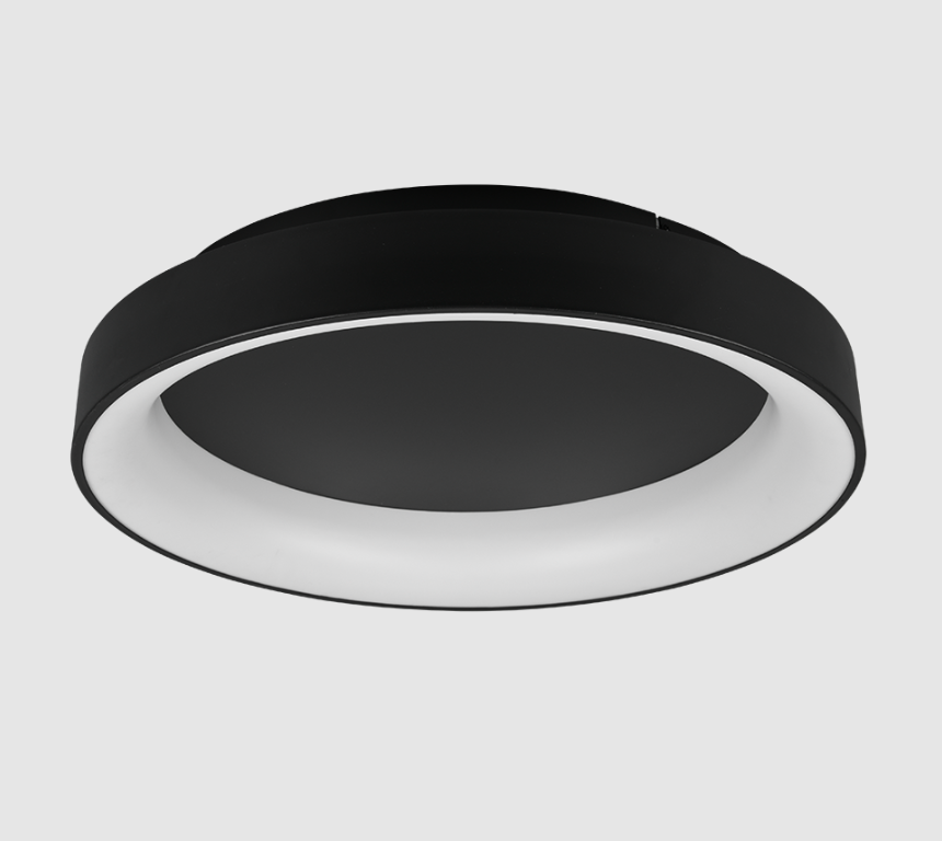 Czarna lampa sufitowa LED Girona 60 – 48W z pilotem i możliwością regulacji oświetlenia